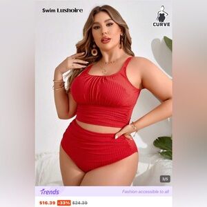 SHEIN Red 2 Piece Swim - 3X